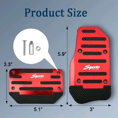 Picture of 2PCS Car Non-Slip Aluminum Alloy Pedal Pads, Nonslip Car Pedal Pads, Non-Slip Foot Pedal Covers Set, Accelerator Pedal Pad Cover Interior Decoration Accessories Universal for Car, SUV (Red)