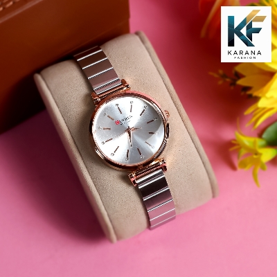 Picture of Curren Fashionable white & pink dial Luxury Quartz premium steel chain Watch for women