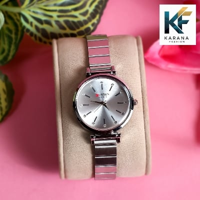 Picture of Curren Fashionable white & pink dial Luxury Quartz premium steel chain Watch for women