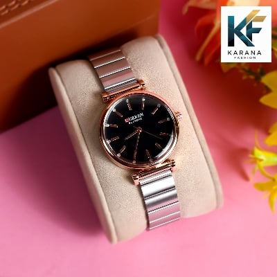 Picture of Curren Fashionable white & pink dial Luxury Quartz premium steel chain Watch for women