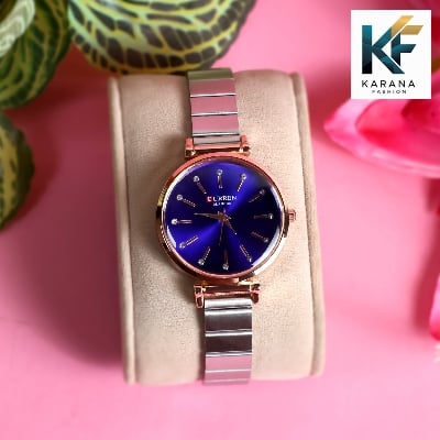 Picture of Curren Fashionable white & pink dial Luxury 
Quartz premium steel chain Watch for women