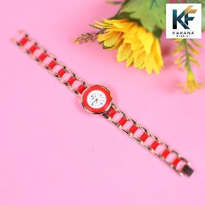 Picture of Fashionable new stylish Stainless Steel and diamond cut stone Chain analogue dial premium watch for ladies