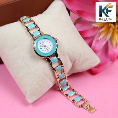 Picture of Fashionable new stylish Stainless Steel and diamond cut stone Chain analogue dial premium watch for ladies