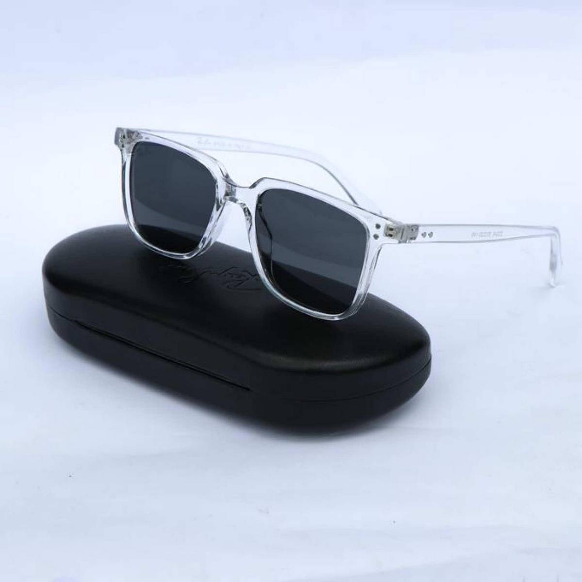 Picture of Black Lens White Frame Casual Sunglasses for Men - Sun Glass For Men