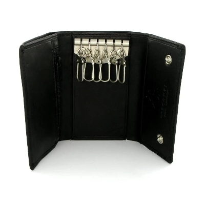 Picture of Pure Black Leather Key Ring Holders Wallet( Black )