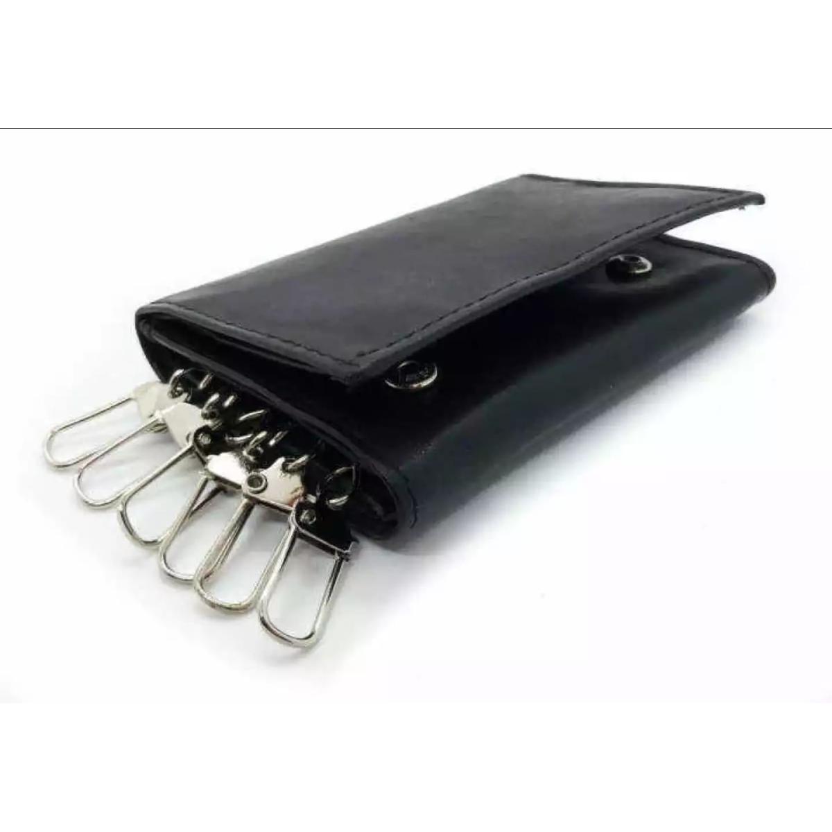 Picture of Black Pure Leather Key Ring Folder Wallet( Black )