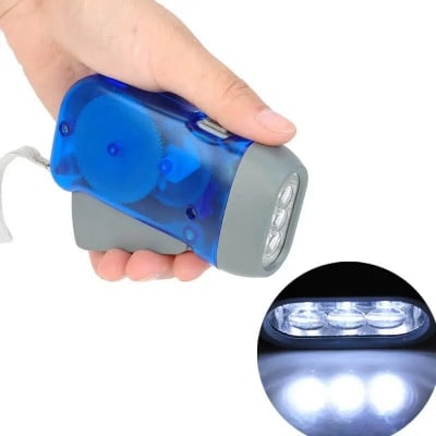 Picture of Dynamo Hand Pressure 3 LED Torch Light Battery less Crank Torch Flash Light Automatic No Charging No Rechargable Hand Pressing Power Flashlightt( Yellow )