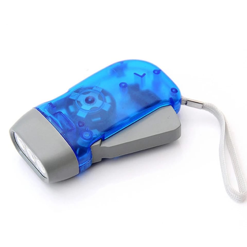 Picture of Dynamo Hand Pressure 3 LED Torch Light Battery less Crank Torch Flash Light Automatic No Charging No Rechargable Hand Pressing Power Flashlightt( Yellow )