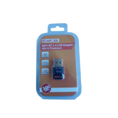 Picture of ALFA SW 01 Premium 300 Mbps WiFi BT 5.4 USB Adapter( Black )