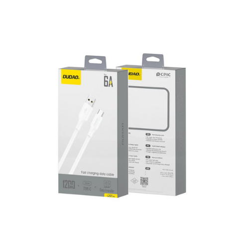Picture of Dudao L2ST 1.2 Meter USB 2.0 to USB Type-C 6A White Fast Charging Data Cable( White )