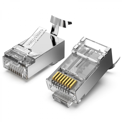Picture of Vention IDER0-10 Cat-7 FTP RJ45 Modular Plug Transparent 10 Pack Connector( Silver )