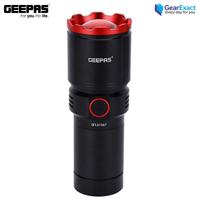 Picture of Geepas GFL51067 Rechargeable Zoomable LED Flashlight and Torch Light with Power Bank ( Black )