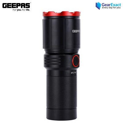 Picture of Geepas GFL51067 Rechargeable Zoomable LED Flashlight and Torch Light with Power Bank ( Black )