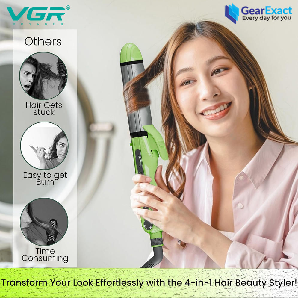 Picture of VGR V-569 Multi-Styler 4-in-1 Straightener, Curler, Crimper & Waver Salon Series for Women ( Green )