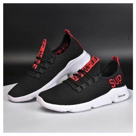 Picture of Running Sneakers Black and Red Color Casual Lace-Up Shoes Winter And Summer Men'S Shoes - - Shoe For Boys - Shoes For Men - Sneakers For Men - Shoe For Boys - Shoes For Men - Black