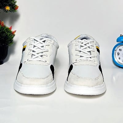 Picture of Stylish and Fashionable Summer and Winter Exclusive Sneakers Converse Shoes for Men-white & Black Yellow - White