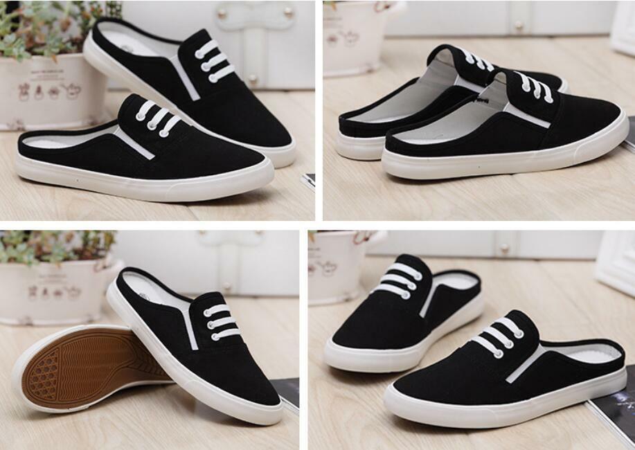 Picture of New Best Semi Slippers Canvas Shoes For Student, Female, Man Shoes Summer And Winter Heel-Free Outer Wear Closed Toe Lazy Slippers All-Matching Slippers 2024 Best Collection Of Eid - Black