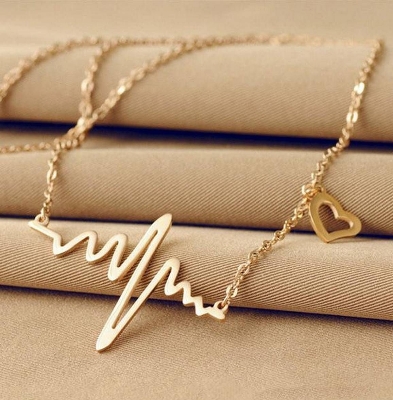 Picture of New Fashion Jewelry Imitation Titanium Steel Gold silver Heart Necklace (Gold )