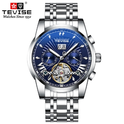 Picture of Tevise Full Steel Mens Watches Fashion Top Brand Luxury Business Tourbillon Automatic Mechanical Watch Men Waterproof Watch (Blue )