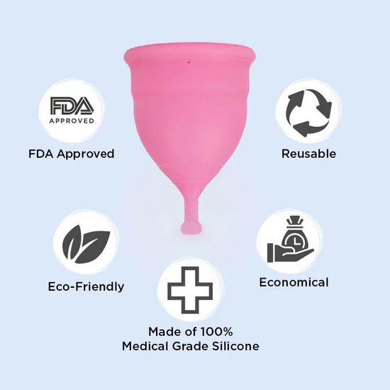 Picture of Pretty Women Medical Grade Silicone Menstrual Cup  for Women | Small Size | Large Size | Pad (Large )