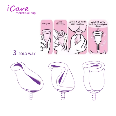 Picture of iCare Brand Medical Grade Silicone Case Reusable Best Design Organic Menstrual Cup for Women | 25 ml | Small Size | Pad (Small )