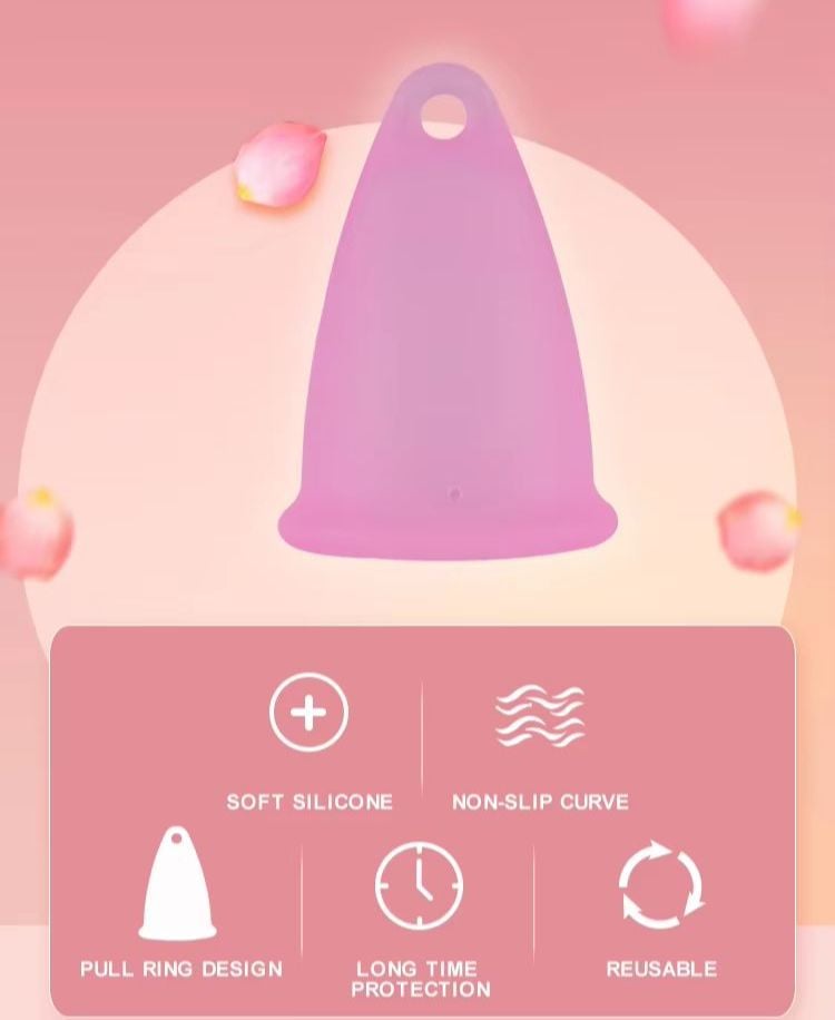 Picture of Aeiou Brand Medical Grade Silicone Case Reusable Organic Bpa Free Eco LowCervix Transparent Organic Menstrual Cup for Women | Large Size | Small Size | Pad