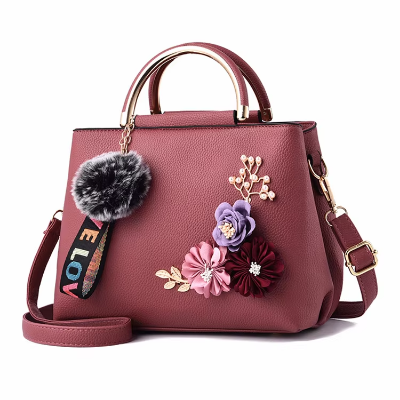 Picture of Professional Large Capacity Office Flower Print Purple Ladies Bag (Pink )