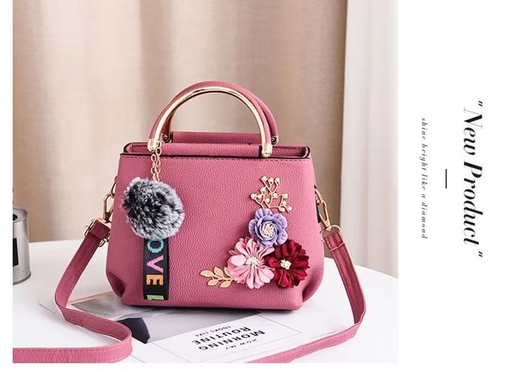 Picture of Professional Large Capacity Office Flower Print Purple Ladies Bag (Pink )
