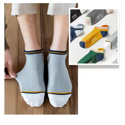 Picture of Men's Women's High Heel Boat Socks Knitted Twist Stripes Casual Cotton Anti-Bacterial Socks - 1 Pair (Random Color )