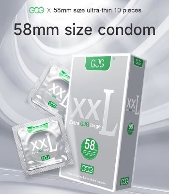 Picture of GJG XXL 58mm Ultra-Thin Safety Dotted Condoms for Mens Sleeves - 10 Pcs/Box (Grey )