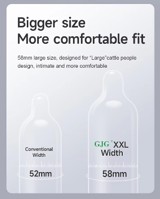 Picture of GJG XXL 58mm Ultra-Thin Safety Dotted Condoms for Mens Sleeves - 10 Pcs/Box (Grey )