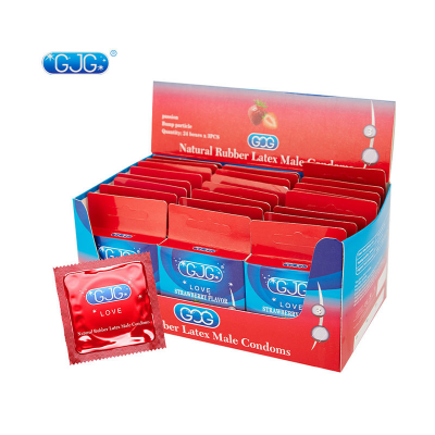Picture of GJG Strawberry Flavored Latex s Ultra-Thin & Delay Type Spot Sample Extension Granular condom - 3Pis Pack (Strawberry-3Pcs )