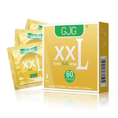 Picture of GJG XXL 60mm Big Size Hevvy Oil Lubricated Passionate Condoms -3Pcs/Box (Yellow XXL-3Pc )