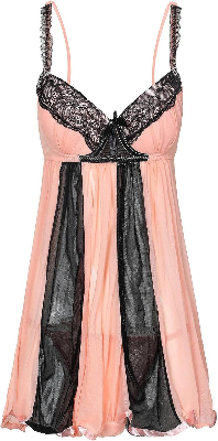 Picture of Hot Mesh Lace With Foam Bra Nighty Lingerie Nightdress (Cream )