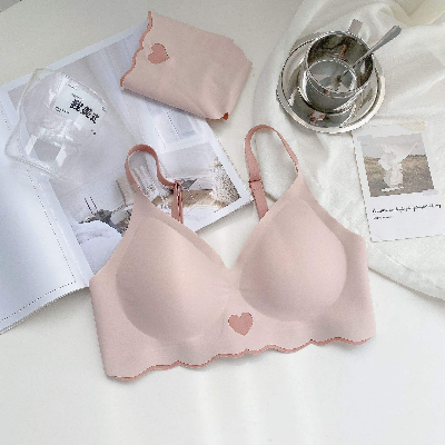 Picture of Cute Rabbit Print Traceless Lady Underwear Small Chest Converging Soft Support Anti Sagging Women's Bra (Pink )