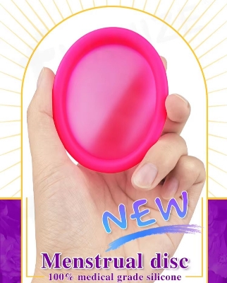Picture of AEIOU 100% Platinum Grade Medical Silicon Reusable Menstrual Cup Medical Production Line Case  for Women | Size Disc  | Purple | 60 ML | Large Size | Pad (Medium )