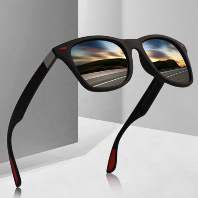 Picture of Black Fashion Vintage Square Men's and Women's Rice Nail Sunglasses UV400 Unisex Outdoor Sports Cycling Sun Shade Sunglasses (Black )