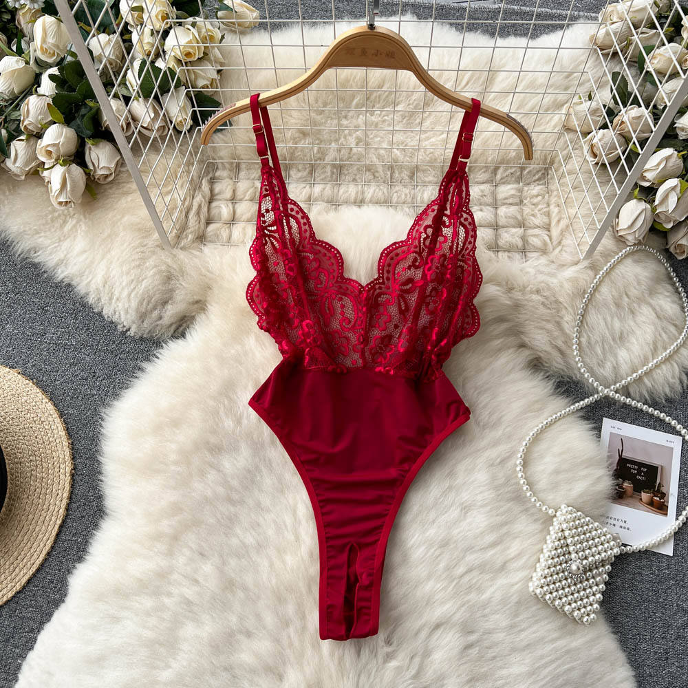 Picture of Casual Lace Short Jumpsuits Summer High Waist Tights Jump Suits Ladies Overalls One Piece Se-xy Dress