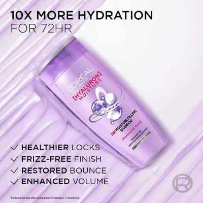 Picture of L’Oréal Paris Moisture Filling Shampoo, With Hyaluronic Acid, For Dry & Dehydrated Hair, Adds Shine & Bounce, Hyaluron Moisture 72H, 400ML