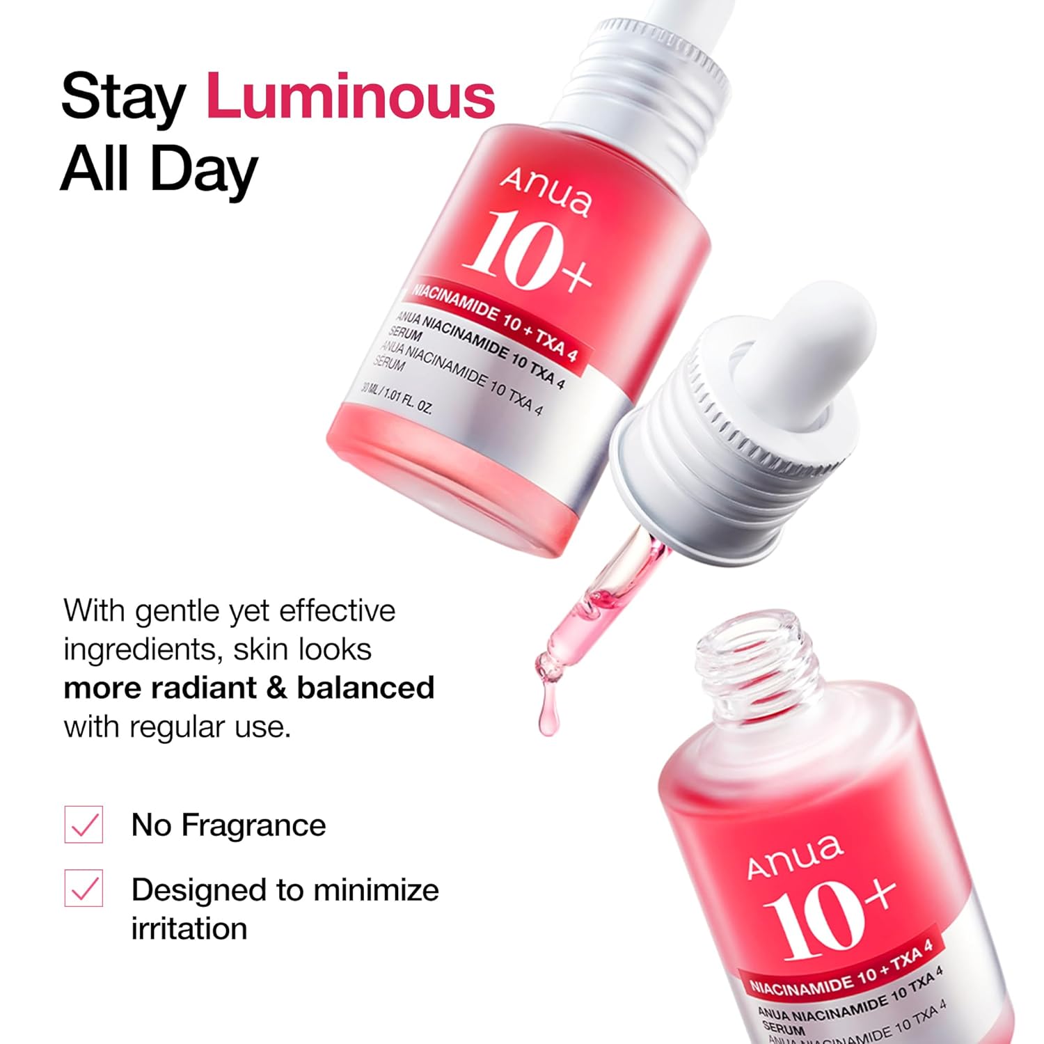 Picture of ANUA Niacinamide 10 + TXA 4 Serum, Hyaluronic Acid, Tranexamic acid, Vitamin B12, Facial Serum for Glass Skin, Clarifying, Radiant Complexion with Natural..