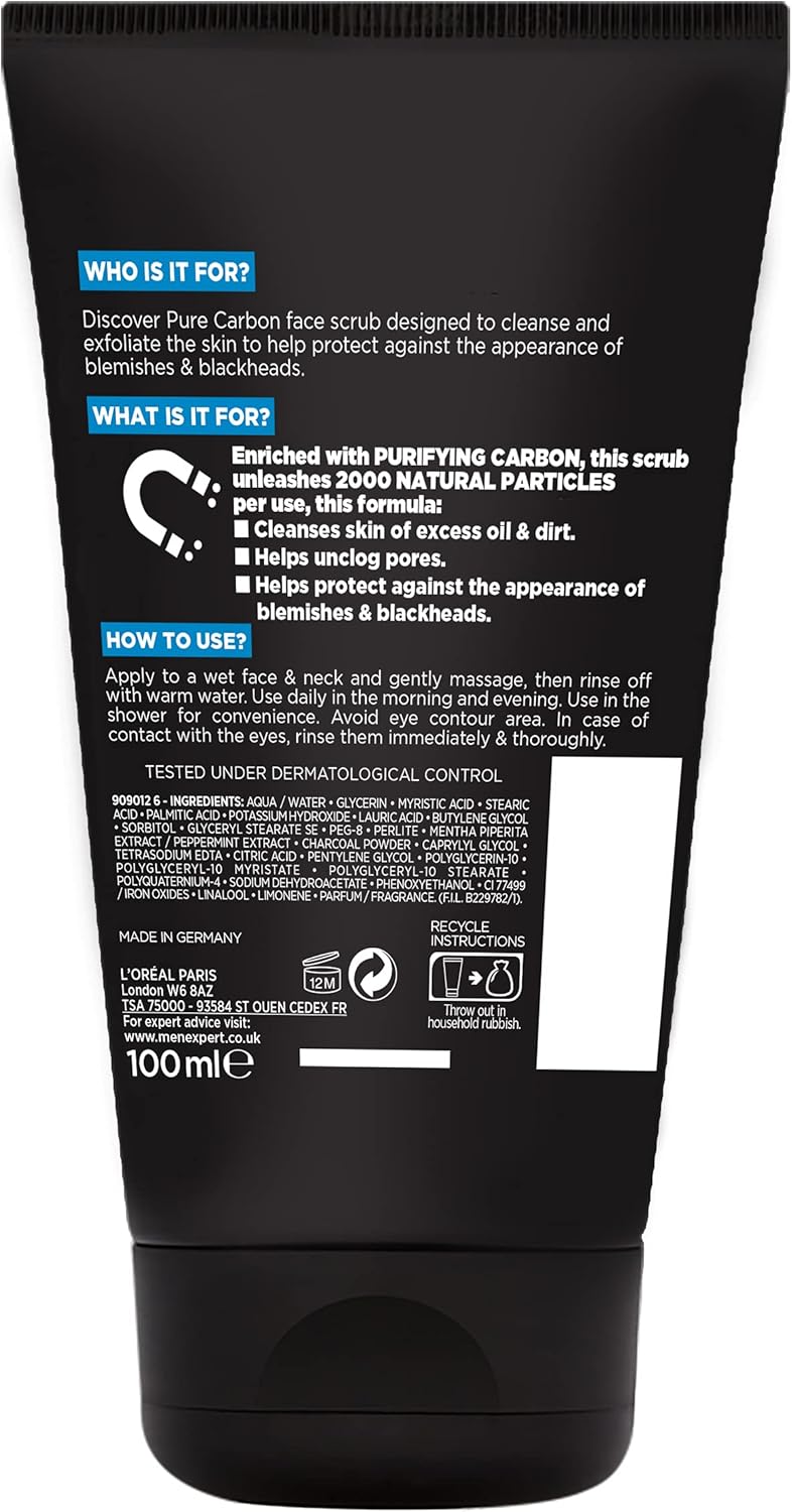 Picture of L'Oréal Paris Men Expert Pure Charcoal Anti-Blackhead Daily Face Scrub 100ml