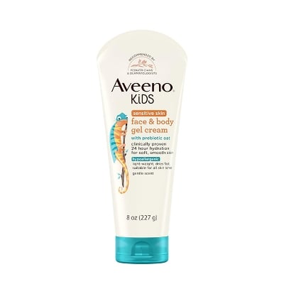 Picture of Aveeno Baby Sensitive Skin Face & Body Gel Cream for Kids with Prebiotic Oat, Clinically Proven 24 Hour Hydration for Soft Skin, Quick Drying and Lightweight, Hypoallergenic
