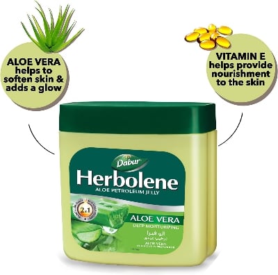 Picture of Roll over image to zoom in Dabur Herbolene Aloe Petroleum Jelly With Aloe Vera & Vitamin E