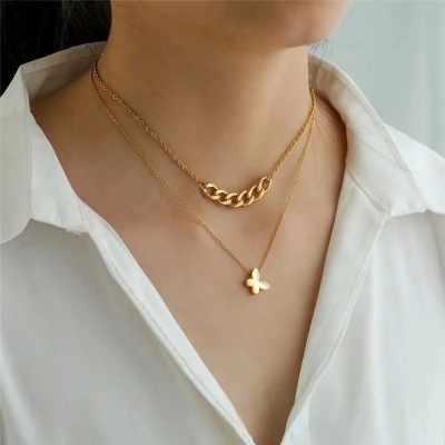 Picture of Korean Style New Necklace for Women Zinc Alloy Jewelry Zircon Pendant WomenFashione Necklaces Jewelry( Gold )