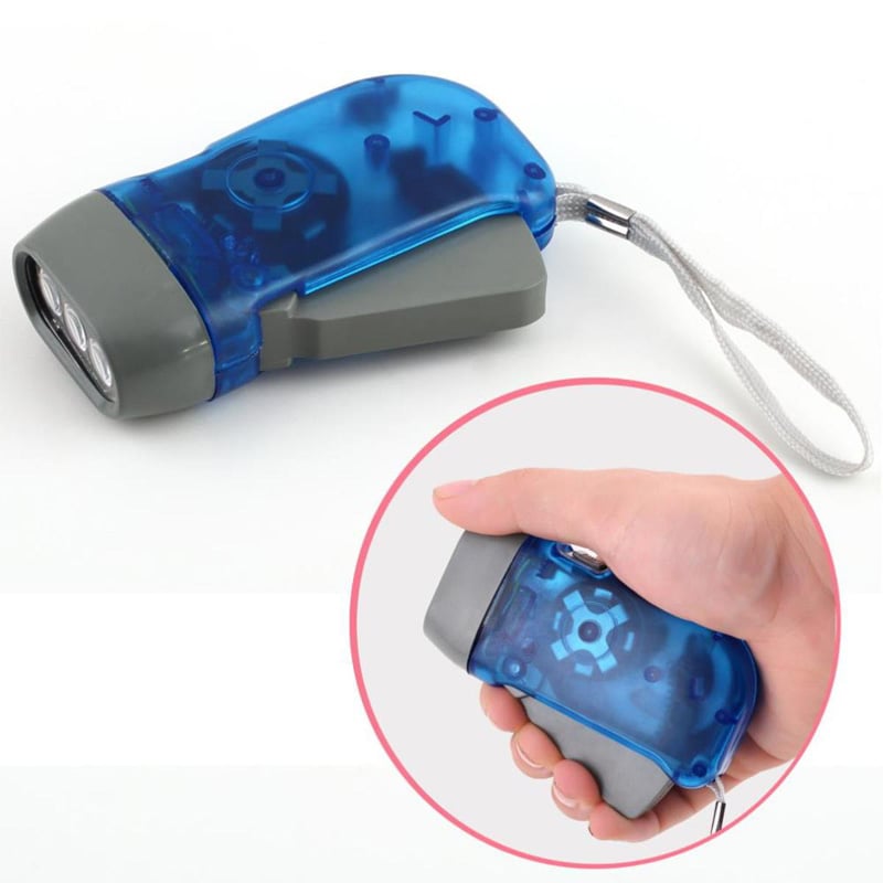 Picture of Dynamo Hand Pressure 3 LED Torch Light Battery less Crank Torch Flash Light Automatic No Charging No Rechargable Hand Pressing Power Flashlightt( Yellow )