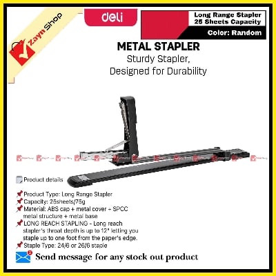 Picture of Deli Long Range Stapler 25 Sheets Capacity 0334 Random color 1pcs