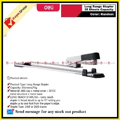 Picture of Deli Long Range Stapler 25 Sheets Capacity 0334 Random color 1pcs
