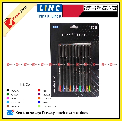 Picture of Linc Pentonic Ball Point Pen Assorted 10 Color Pack