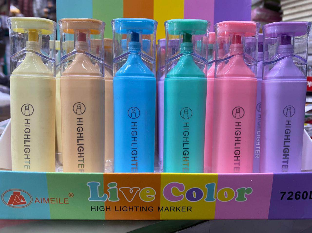 Picture of Fluorescent Highlighter Pens 6 pcs Set Pastel Macaron Colored For Drawing, Marking, Note-Taking