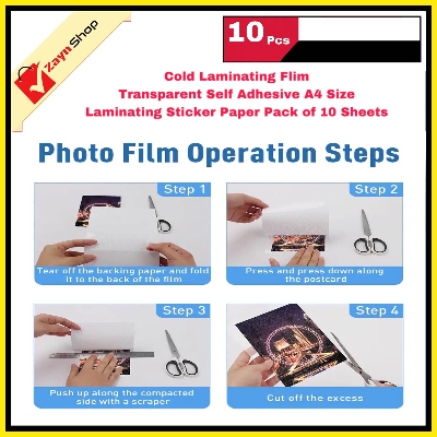 Picture of Cold Laminating Flim Transparent Self Adhesive A4 Size Laminating Sticker Paper Pack of 10 Sheets